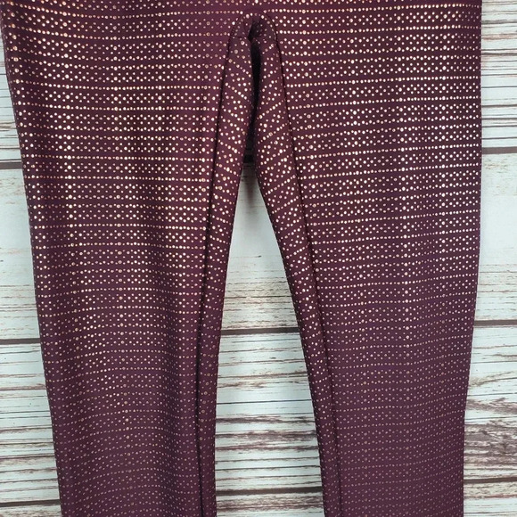 SPANX Womens Small Wine/Rose Gold Metallic Mist 7/8 Athletic Leggings        #39 - Picture 4 of 10
